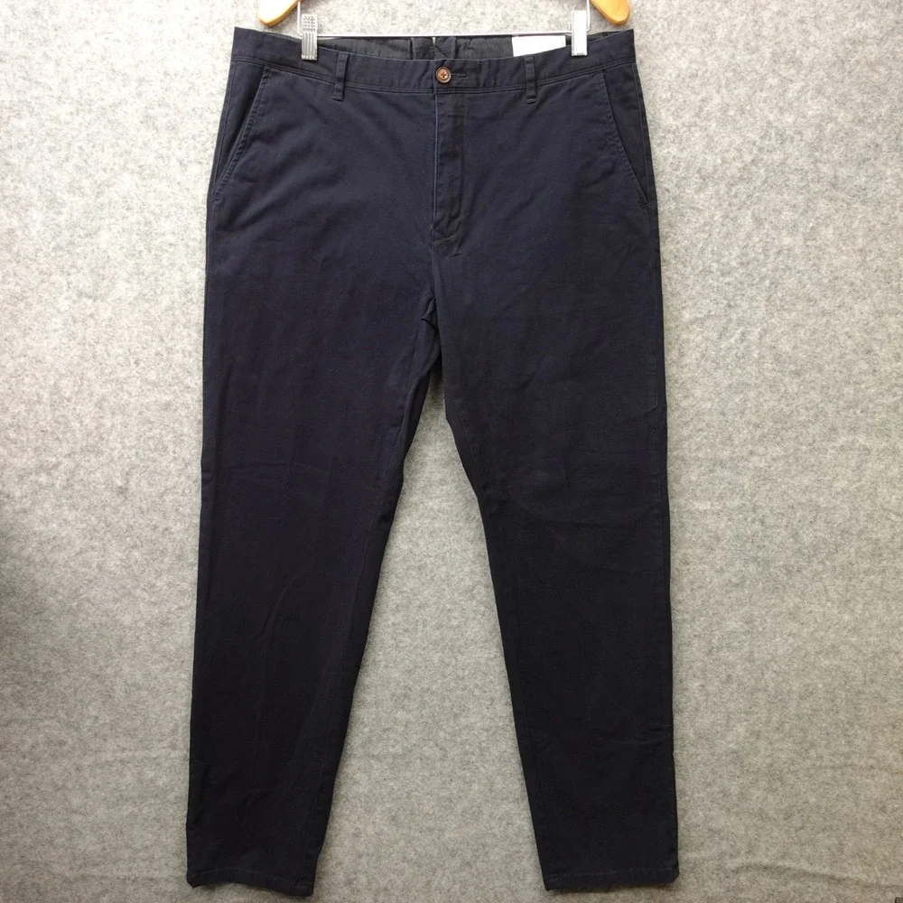 Mott Bow Pants Mens 36 Navy‎ Blue Charles Slim Stretch Chinos Work Preppy 37x31